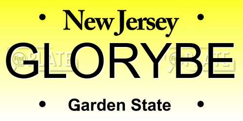 GLORYBE New Jersey License Plate