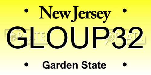 GLOUP32 New Jersey License Plate