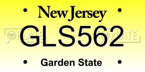 GLS562 New Jersey License Plate