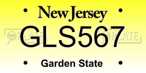 GLS567 New Jersey License Plate