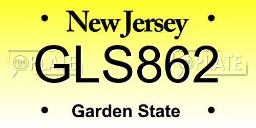 GLS862 New Jersey License Plate