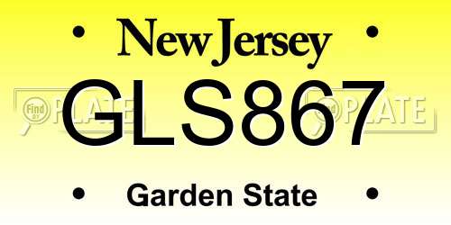 GLS867 New Jersey License Plate