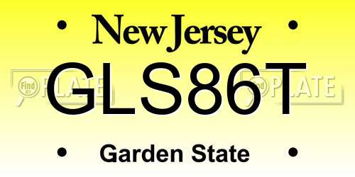 GLS86T New Jersey License Plate