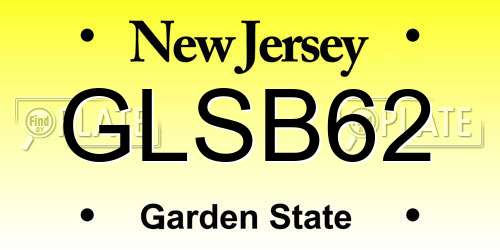 GLSB62 New Jersey License Plate