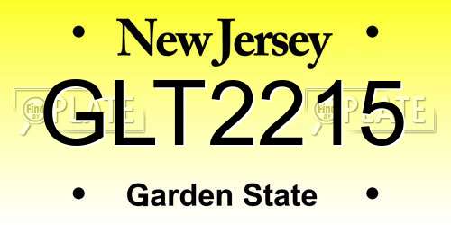 GLT2215 New Jersey License Plate