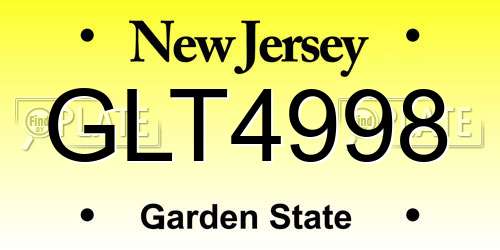 GLT4998 New Jersey License Plate