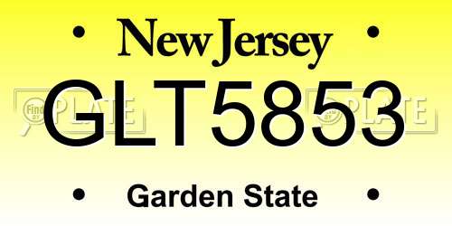 GLT5853 New Jersey License Plate