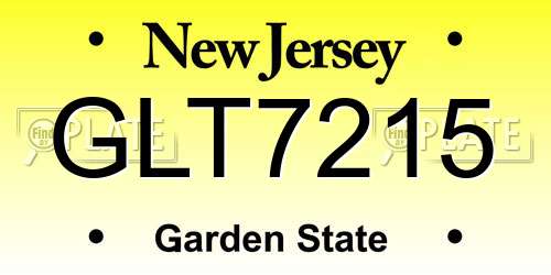 GLT7215 New Jersey License Plate