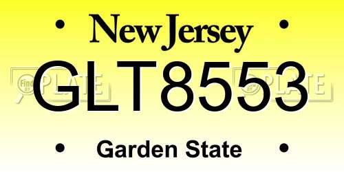 GLT8553 New Jersey License Plate