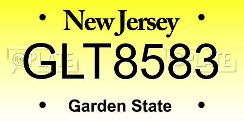 GLT8583 New Jersey License Plate
