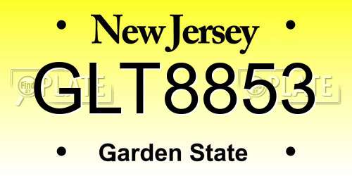 GLT8853 New Jersey License Plate