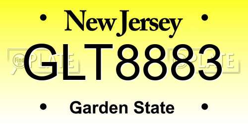 GLT8883 New Jersey License Plate