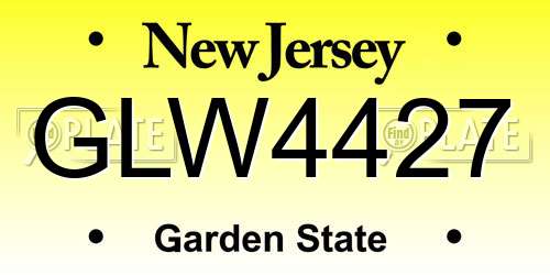 GLW4427 New Jersey License Plate