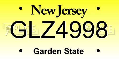 GLZ4998 New Jersey License Plate