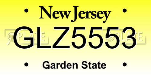 GLZ5553 New Jersey License Plate