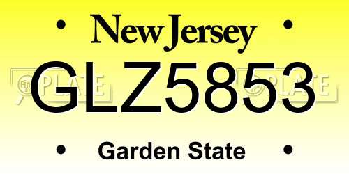 GLZ5853 New Jersey License Plate
