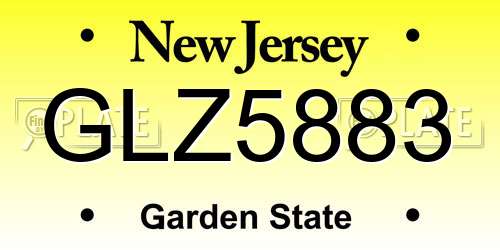 GLZ5883 New Jersey License Plate