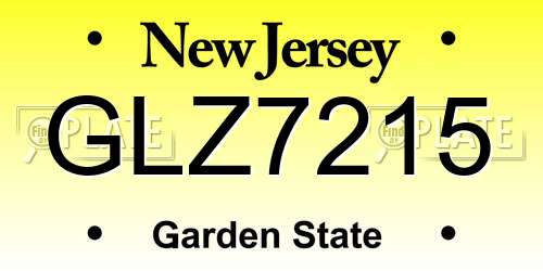 GLZ7215 New Jersey License Plate