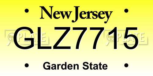 GLZ7715 New Jersey License Plate