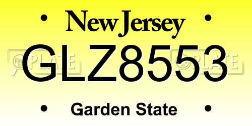 GLZ8553 New Jersey License Plate