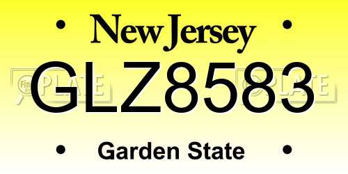 GLZ8583 New Jersey License Plate