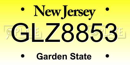 GLZ8853 New Jersey License Plate
