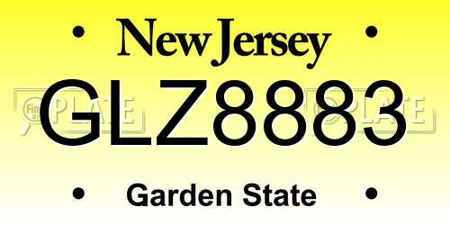 GLZ8883 New Jersey License Plate