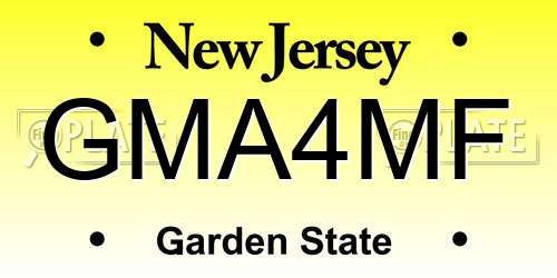 GMA4MF New Jersey License Plate