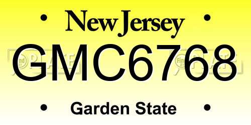 GMC6768 New Jersey License Plate