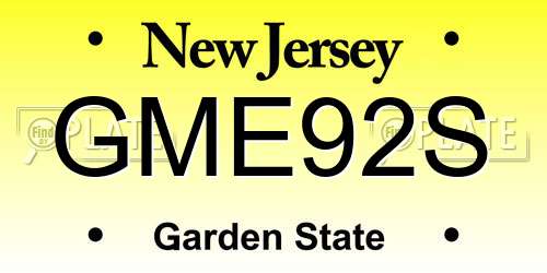 GME92S New Jersey License Plate