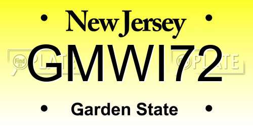 GMWI72 New Jersey License Plate