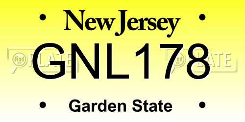 GNL178 New Jersey License Plate