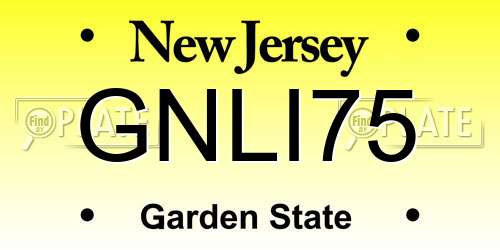 GNLI75 New Jersey License Plate