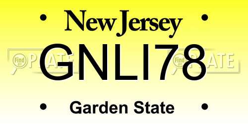 GNLI78 New Jersey License Plate