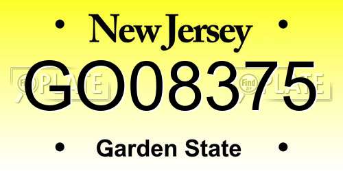 GO08375 New Jersey License Plate