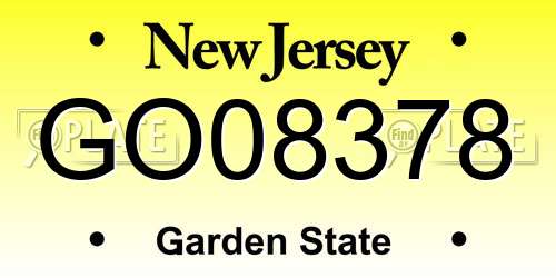 GO08378 New Jersey License Plate