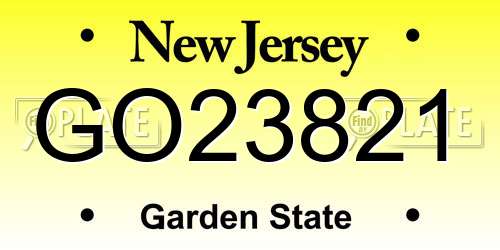 GO23821 New Jersey License Plate
