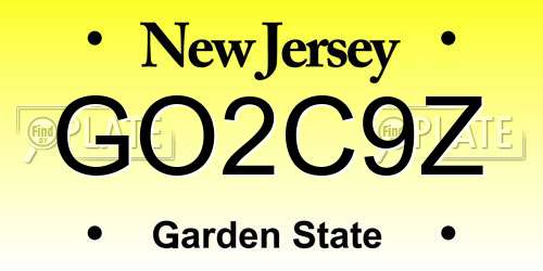 GO2C9Z New Jersey License Plate