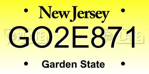 GO2E871 New Jersey License Plate