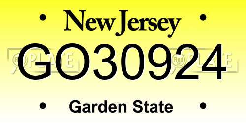 GO30924 New Jersey License Plate