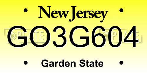 GO3G604 New Jersey License Plate