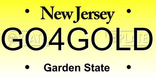 GO4GOLD New Jersey License Plate