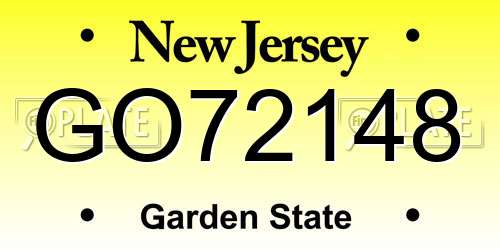 GO72148 New Jersey License Plate