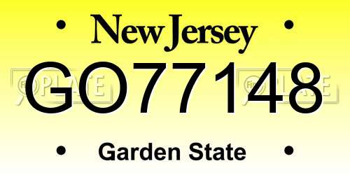 GO77148 New Jersey License Plate
