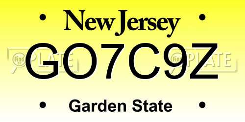 GO7C9Z New Jersey License Plate