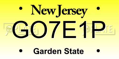 GO7E1P New Jersey License Plate
