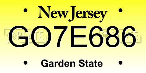GO7E686 New Jersey License Plate