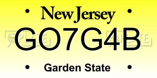 GO7G4B New Jersey License Plate