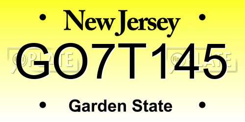 GO7T145 New Jersey License Plate