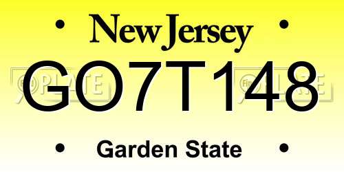 GO7T148 New Jersey License Plate